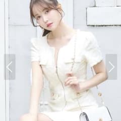 <JEWELS> ツイードローライズミニドレス/キャバドレス　ホワイトSサイズのサムネイル