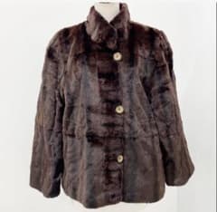 ダークブラウン ラビットファー コート L～LL 毛皮 リアルファー