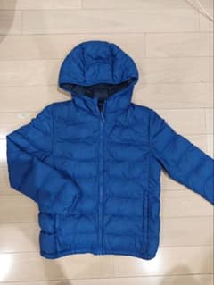 UNIQLO フード付きダウンコート 150 青のサムネイル