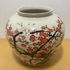 九谷焼 園山 花瓶 壺 紅白梅に鶯（うぐいす）金彩 伝統工芸 - メルカリ