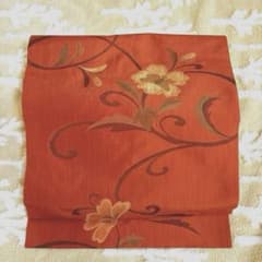 【美品】名古屋帯 正絹 作家物 花唐草 柊野 逸品のサムネイル