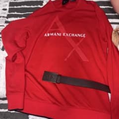 Armani Exchange レッド トレーナー ARMANI ベルト付き - メルカリ