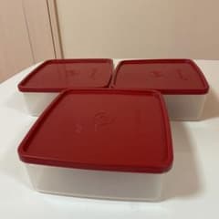 タッパウエア　赤い食品保存容器 5個セット 蓋付き m16555406655_1.jpg?1750065127