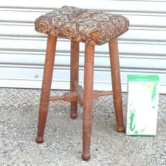 昭和レトロ スツール ベルベット 天然木 椅子 アンティークチェア古