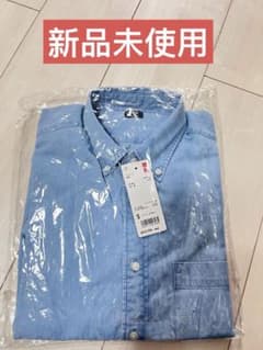 ユニクロ 長袖デニムシャツ 綿100% Sサイズ ライトブルー 男女兼用 薄手のサムネイル