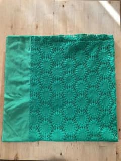 刺繍 レース生地 ひまわり柄 グリーンのサムネイル