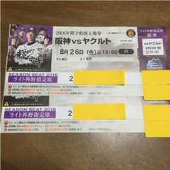 8/26(金)18:00阪神VSヤクルトライト外野席通路側連番2席ペアのサムネイル