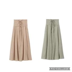コットン刺繍ハイウェストスカートのサムネイル