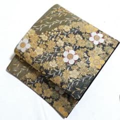 B5◆着物くつろぎ 幾何学模様 金糸 六通 正絹 洒落帯 カジュアルな袋帯 B◇着物くつろぎ かわいい花模様 金糸 六通 正絹 フォーマルな袋帯