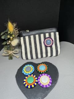 Thumbnail of ビーズ刺繍カラフルブローチ❤︎パープル×ピンク