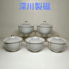 深川製磁 宮内庁御用達 梅菊地紋 汲出碗揃 蓋付湯呑み5客 - メルカリ