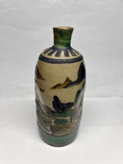 九谷焼　角福　陶器 徳利 山水画 貫入のサムネイル