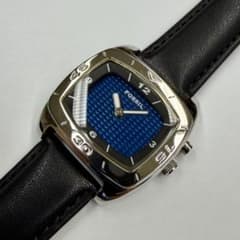 フォッシル BIGTIC 二針 シルバー・ブルー文字盤 クォーツ 中古品 
