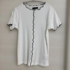 メローリブ 半袖Tシャツ ホワイト ブラックのサムネイル