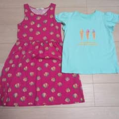 H&M ワンピース　ピンクとGUTシャツ水色セット キッズ150cmのサムネイル