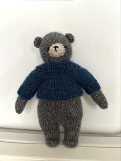 ハンドメイド 棒針編み あみぐるみ くま ぬいぐるみのサムネイル