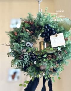 ヒムロスギのもこもこクリスマスリース＊ 黒のビターなリース 30 