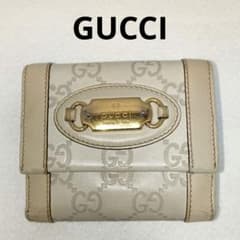 GUCCI グッチ　二つ折り財布　GG　オフホワイト