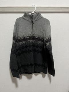 【Eddie Bauer】ジップアップ タートルネック ニット グレーのサムネイル