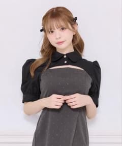 apres jour 【SET着用可能】ショートボレロブラウス ブラック XLのサムネイル