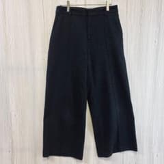 ユニクロ【L】ワイドパンツ センタープレス チャコールグレー ウエストゴム