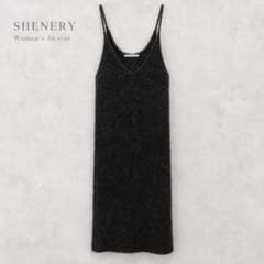 SHENERY シーナリー ニットキャミワンピ ロング 黒 36 S ウール混？