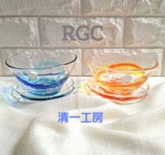 琉球ガラス 清一工房 RGC ガラスボウル 小皿 4点セット 青 オレンジ m16585731163_1.jpg?1777414851