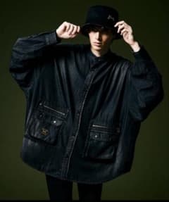 ◆激レア◆ glamb グラム　スタンドカラー　デニムシャツ　ブラック　黒