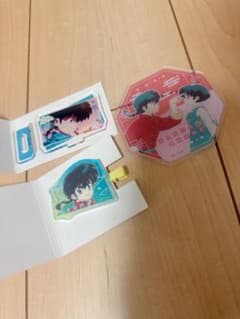 란마 1/2 아크릴 스탠드 코스터 앞머리 클립 3점 세트