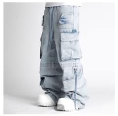 GUAPI CARGO DENIM AQUA BLUE L 新品 極太カーゴのサムネイル