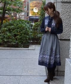axes femme バラ×千鳥柄 襟付きワンピース 秋のサムネイル