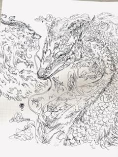 龍のイラスト 手書きペン画 アートのサムネイル