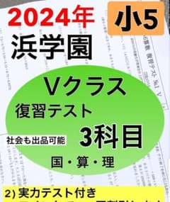 浜学園 最新版 2024年 小5 復習テスト Vクラス 算国理 3科目 - メルカリ