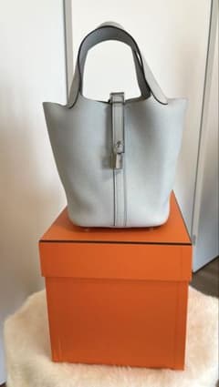 ほぼ未使用】エルメスピコタン18PMブルーペールシルバー金具 ☆おまけ 