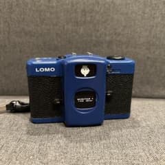 【レアカラー】LOMO LC-A ブルー　青 Cramp【SUKUMO Leather】藍染め L字ファスナーミドルウォレット【SKM フィルムカメラ
