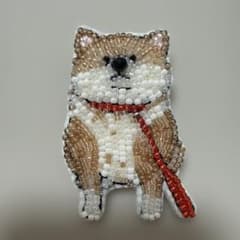 ビーズ刺繍ブローチ　拒否柴　柴犬のサムネイル