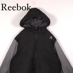Reebok リーボック 中綿ジャケット M 黒 グレー フード付き 切り替え