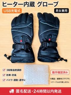 USB充電式 ヒーター内蔵 電熱グローブ 防寒 防風 男女兼用のサムネイル