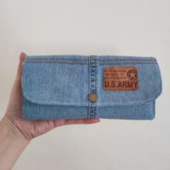 sa106. デニムリメイク 長財布 内生地オルテガ柄 ウォレット - メルカリ