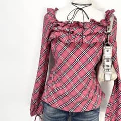 Y2K❤️ BURBERRY BLUE LABEL チェック柄フリルブラウス - メルカリ