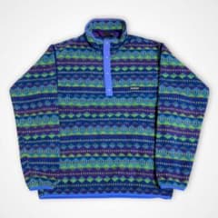 90s パタゴニア ダイヤモンド 総柄 シンチラスナップT USA L 希少