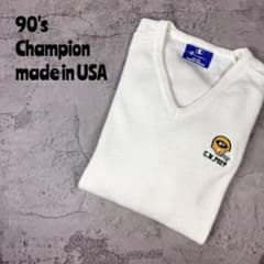 90's Champion チャンピオン　USA製 カレッジVネックすセーター