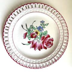 フランス アンティーク]リュネヴィル パニエプレート中サイズ(薔薇)d