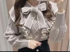 evelyn リボンケーブルニット ピンクのサムネイル