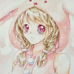 も*い様 手描きイラスト　2026.02.15 着ぐるみパジャマ　うさぎ　女の子のサムネイル