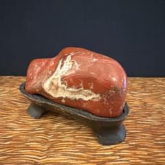 天然石 赤碧玉 原石 約600g 石英晶洞入り 観賞石 置石 台座付き - メルカリ