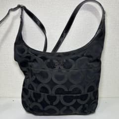 【COACH】コーチ シグネチャー ショルダーバッグ 黒 キャンバス 14139