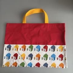 レッスンバック　絵本袋　ハンドメイド　ブロック柄　リバーシブル　男の子、女の子のサムネイル