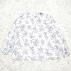 【LAURA ASHLEY】 レディース 白地に紫の花柄 ブラウス 長袖 40のサムネイル