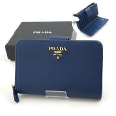 ✨Sランク✨ PRADA ミニ財布 サフィアーノレザー アイコン L字 紺色